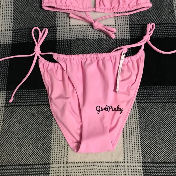 VS PINK 2 PIECE STRING BIKINI SWIMSUIT IN PINK LOLLIPOP BLING LIMITED EDITION - Picture 3 of 7